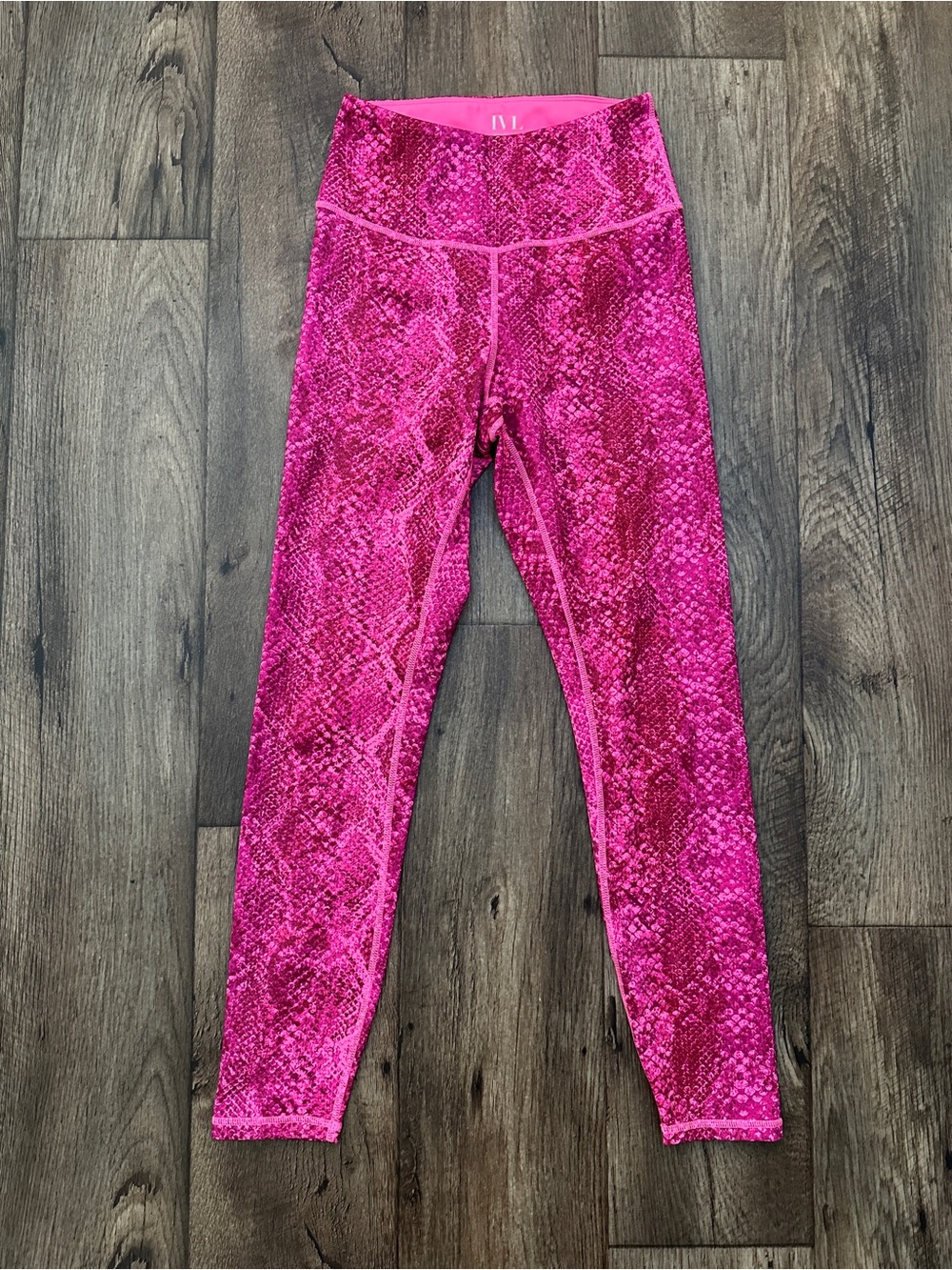 IVL COLLECTIVE Snakeskin Print High Waist Leggings WOMENS SZ 4 Bright Pink